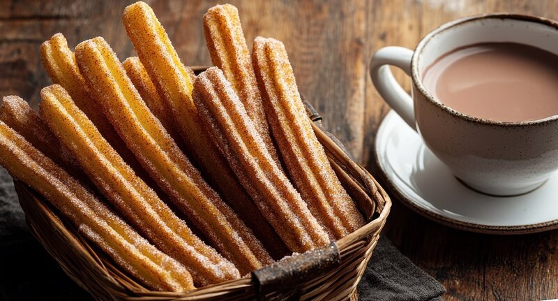 Churros con chocolate caliente